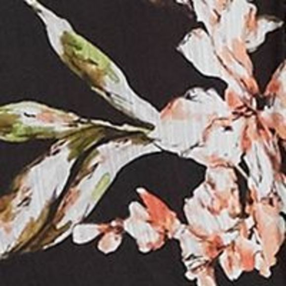 RALPH LAUREN Womens Black Sheer Ruffled Floral Flutter V Neck Blouse Petites PXS - Picture 4 of 4